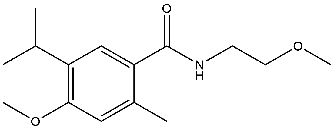 4-Methoxy-N-(2-methoxyethyl)-2-methyl-5-(1-methylethyl)benzamide Struktur