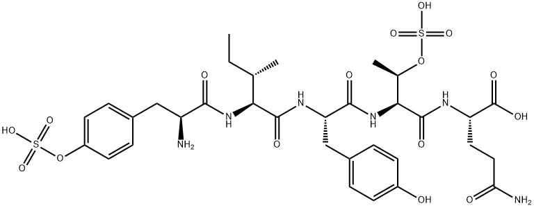 L-Glutamine, O-sulfo-L-tyrosyl-L-isoleucyl-O-sulfo-L-tyrosyl-L-threonyl- 结构式