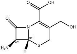 5-Thia-1-azabicyclo[4.2.0]oct-2-ene-2-carboxylic acid, 7-amino-3-(hydroxymethyl)-8-oxo-, (6R,7S)-rel- Struktur