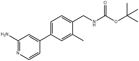 (4-(2-氨基吡啶-4-基)-2-甲基苄基)氨基甲酸叔丁酯 结构式