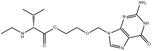D-Valine, N-ethyl-, 2-[(2-amino-1,6-dihydro-6-oxo-9H-purin-9-yl)methoxy]ethyl ester Structure