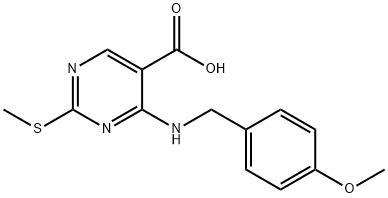 4-(4-甲氧基苄基)氨基)-2-(甲硫基)嘧啶-5-羧酸 结构式