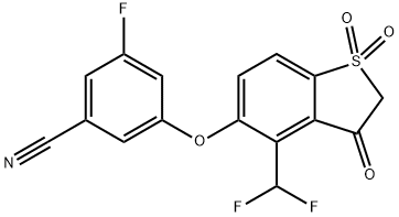 Benzonitrile, 3-[[4-(difluoromethyl)-2,3-dihydro-1,1-dioxido-3-oxobenzo[b]thien-5-yl]oxy]-5-fluoro- Structure