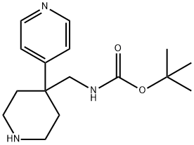 Carbamic acid, N-[[4-(4-pyridinyl)-4-piperidinyl]methyl]-, 1,1-dimethylethyl ester 化学構造式