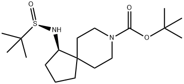 (R)-1-(((R)-叔丁基亚磺酰基)氨基)-8-氮杂螺[4.5]癸烷-8-羧酸叔丁酯 结构式