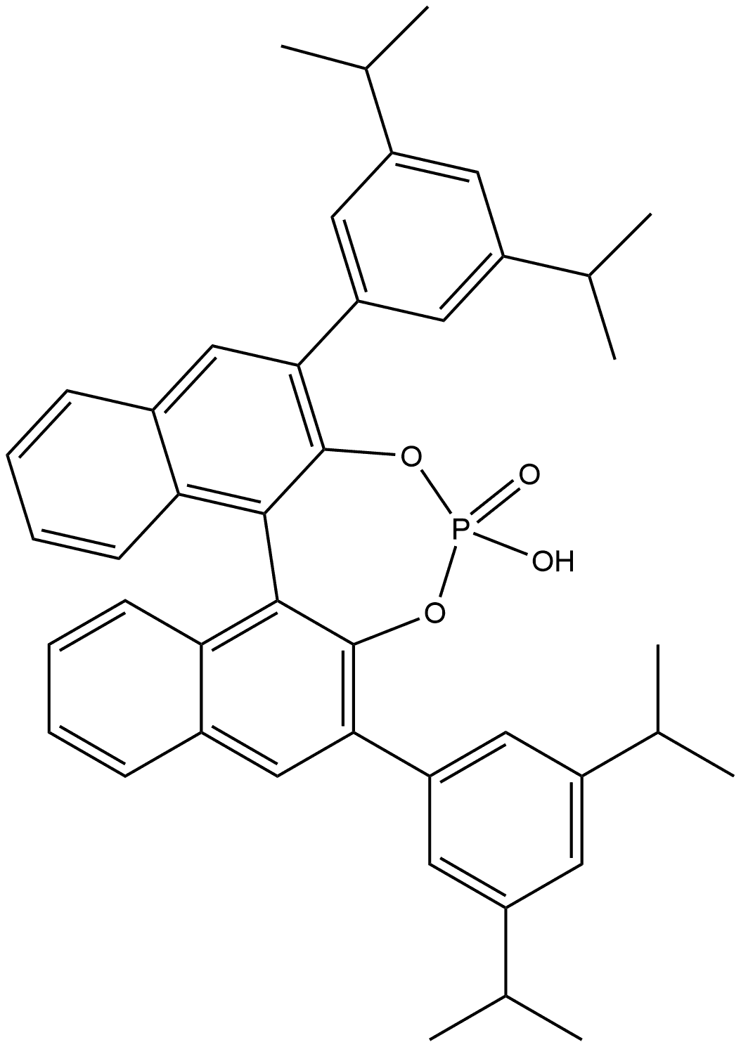 (11bR)-2,6-Bis(3,5-diisopropylphenyl)-4-hydroxydinaphtho[2,1-d:1',2'-f][1,3,2]dioxaphosphepine 4-oxide 结构式