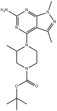 tert-Butyl 4-(6-amino-1,3-dimethyl-1H-pyrazolo[3,4-d]pyrimidin-4-yl)-3-methylpiperazine-1-carboxylate Struktur