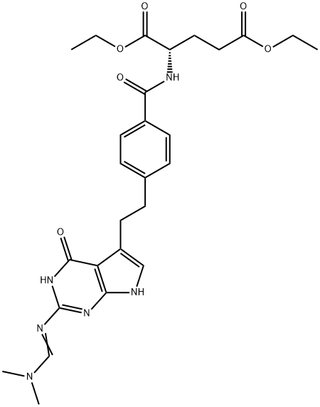 L-Glutamic acid, N-[4-[2-[2-[[(dimethylamino)methylene]amino]-4,7-dihydro-4-oxo-3H-pyrrolo[2,3-d]pyrimidin-5-yl]ethyl]benzoyl]-, 1,5-diethyl ester|奥拉帕尼相关杂质