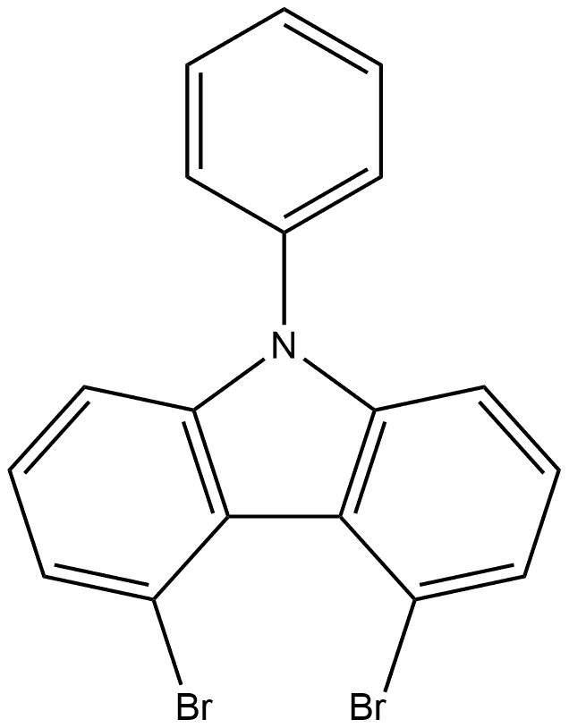 4，5-Dibromo-9-phenyl-9H-carbazole 结构式