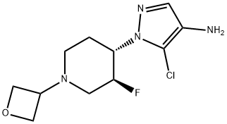 5-Chloro-1-((3S,4S)-3-fluoro-1-(oxetan-3-yl)piperidin-4-yl)-1H-pyrazol-4-amine Struktur