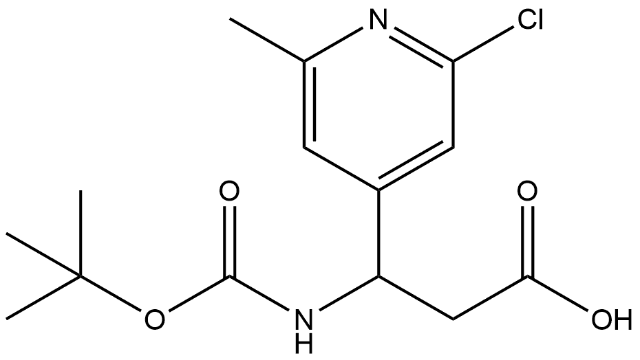 3-{[(TERT-BUTOXY)CARBONYL]AMINO}-3-(2-CHLORO-6-METHYLPYRIDIN-4-YL)PROPANOIC ACID 结构式