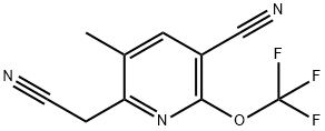 3-Cyano-5-methyl-2-(trifluoromethoxy)pyridine-6-acetonitrile 化学構造式