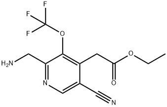 Ethyl 2-(aminomethyl)-5-cyano-3-(trifluoromethoxy)pyridine-4-acetate,1803658-02-7,结构式