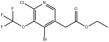 Ethyl 4-bromo-2-chloro-3-(trifluoromethoxy)pyridine-5-acetate,1803660-60-7,结构式