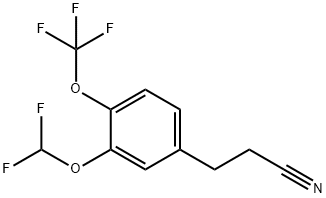 3-(3-(Difluoromethoxy)-4-(trifluoromethoxy)phenyl)propanenitrile 结构式