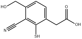 3-Cyano-4-hydroxymethyl-2-mercaptophenylacetic acid 结构式