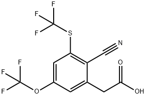 2-Cyano-5-trifluoromethoxy-3-(trifluoromethylthio)phenylacetic acid,1803777-08-3,结构式