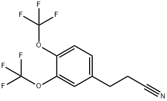 (3,4-Bis(trifluoromethoxy)phenyl)propanenitrile,1803843-11-9,结构式