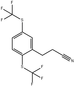 (2,5-Bis(trifluoromethylthio)phenyl)propanenitrile,1803861-70-2,结构式