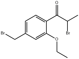 2-Bromo-1-(4-(bromomethyl)-2-ethoxyphenyl)propan-1-one,1803879-89-1,结构式