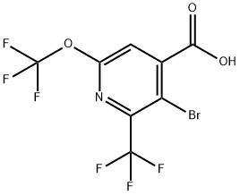 3-Bromo-6-(trifluoromethoxy)-2-(trifluoromethyl)pyridine-4-carboxylic acid,1804005-30-8,结构式