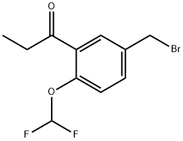 1-(5-(Bromomethyl)-2-(difluoromethoxy)phenyl)propan-1-one 化学構造式