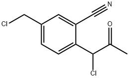 2-(1-Chloro-2-oxopropyl)-5-(chloromethyl)benzonitrile 化学構造式