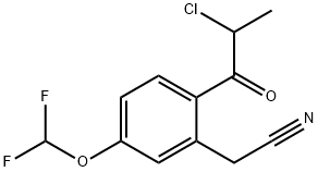 2-(2-Chloropropanoyl)-5-(difluoromethoxy)phenylacetonitrile 化学構造式