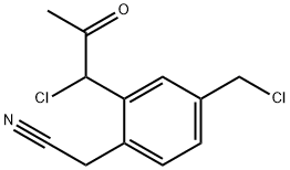 4-(Chloromethyl)-2-(1-chloro-2-oxopropyl)phenylacetonitrile Struktur