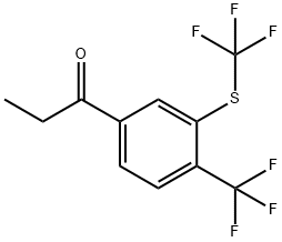 1-(4-(Trifluoromethyl)-3-(trifluoromethylthio)phenyl)propan-1-one,1804249-91-9,结构式