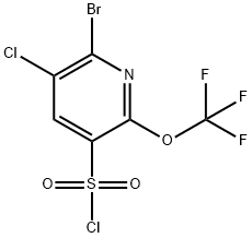 2-Bromo-3-chloro-6-(trifluoromethoxy)pyridine-5-sulfonyl chloride 结构式