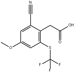 2-Cyano-4-methoxy-6-(trifluoromethylthio)phenylacetic acid 化学構造式