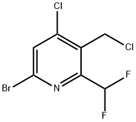 6-Bromo-4-chloro-3-(chloromethyl)-2-(difluoromethyl)pyridine,1804458-27-2,结构式