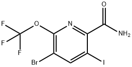3-Bromo-5-iodo-2-(trifluoromethoxy)pyridine-6-carboxamide,1804597-32-7,结构式