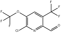 2-Chloro-3-(trifluoromethoxy)-5-(trifluoromethyl)pyridine-6-carboxaldehyde,1804628-34-9,结构式