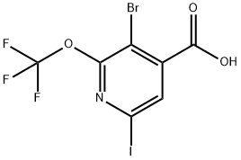 3-Bromo-6-iodo-2-(trifluoromethoxy)pyridine-4-carboxylic acid,1804634-15-8,结构式