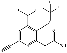 6-Cyano-4-(difluoromethyl)-3-(trifluoromethoxy)pyridine-2-acetic acid Structure