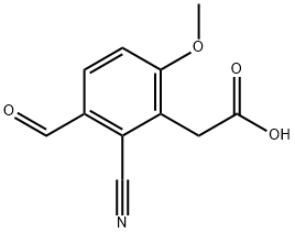 2-Cyano-3-formyl-6-methoxyphenylacetic acid Struktur