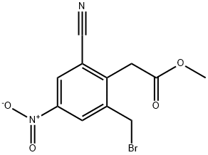 Methyl 2-bromomethyl-6-cyano-4-nitrophenylacetate 化学構造式