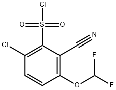 6-Chloro-2-cyano-3-(difluoromethoxy)benzenesulfonyl chloride 结构式