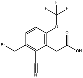 3-Bromomethyl-2-cyano-6-(trifluoromethoxy)phenylacetic acid 结构式