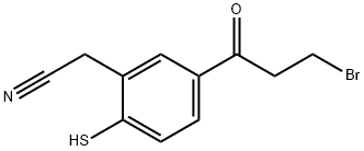 5-(3-Bromopropanoyl)-2-mercaptophenylacetonitrile Structure