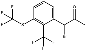 1-Bromo-1-(2-(trifluoromethyl)-3-(trifluoromethylthio)phenyl)propan-2-one 化学構造式