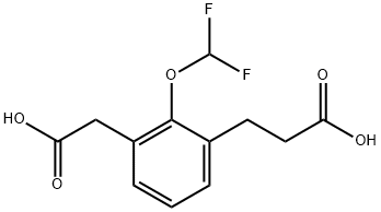 3-(2-Carboxyethyl)-2-(difluoromethoxy)phenylacetic acid Structure