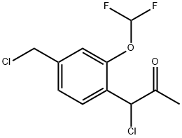 1-Chloro-1-(4-(chloromethyl)-2-(difluoromethoxy)phenyl)propan-2-one Structure