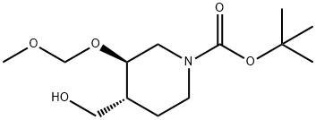 1-Piperidinecarboxylic acid, 4-(hydroxymethyl)-3-(methoxymethoxy)-, 1,1-dimethylethyl ester, (3R,4R)- Struktur