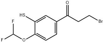 3-Bromo-1-(4-(difluoromethoxy)-3-mercaptophenyl)propan-1-one 结构式