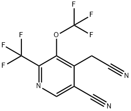 5-Cyano-3-(trifluoromethoxy)-2-(trifluoromethyl)pyridine-4-acetonitrile Struktur