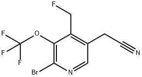 2-Bromo-4-(fluoromethyl)-3-(trifluoromethoxy)pyridine-5-acetonitrile,1806085-66-4,结构式
