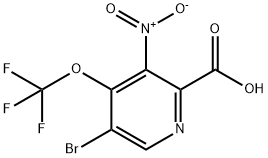 5-Bromo-3-nitro-4-(trifluoromethoxy)pyridine-2-carboxylic acid 化学構造式